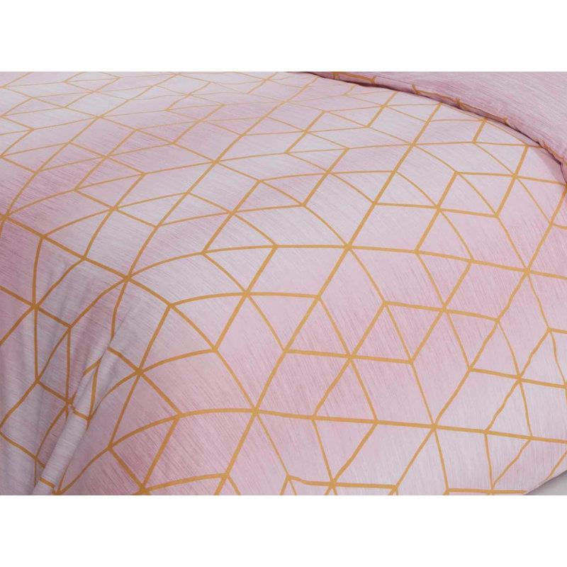 Watkinsville Geometric Shapes Duvet Cover Set with Pillowcases, Blush, Single - 1 Standard Pillowcase
