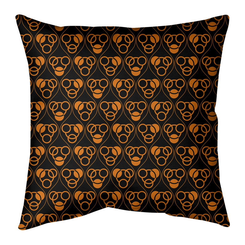 Coussin décoratif 14 po, 18 po x 18 po, Noir / Orange