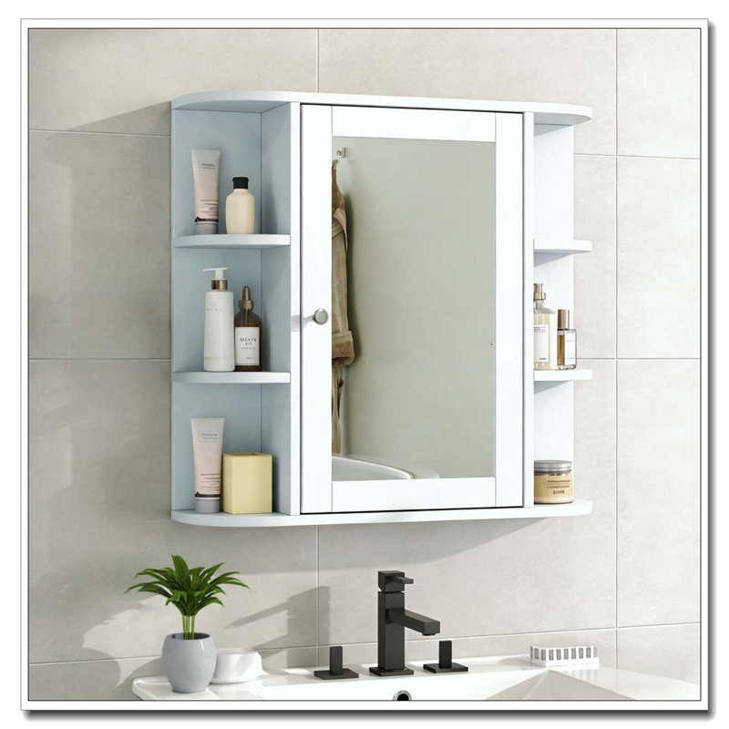 Bathroom Storage Cabinet, White-Wall Storage