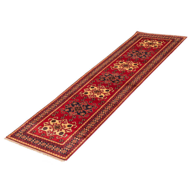 Kargahi One-of-a-Kind Runner: 2'10" X 9'10" New Age Runner Wool Area Rug in Red