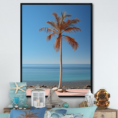 Sea Breeze Blue and Pink Plam Tree II sur toile