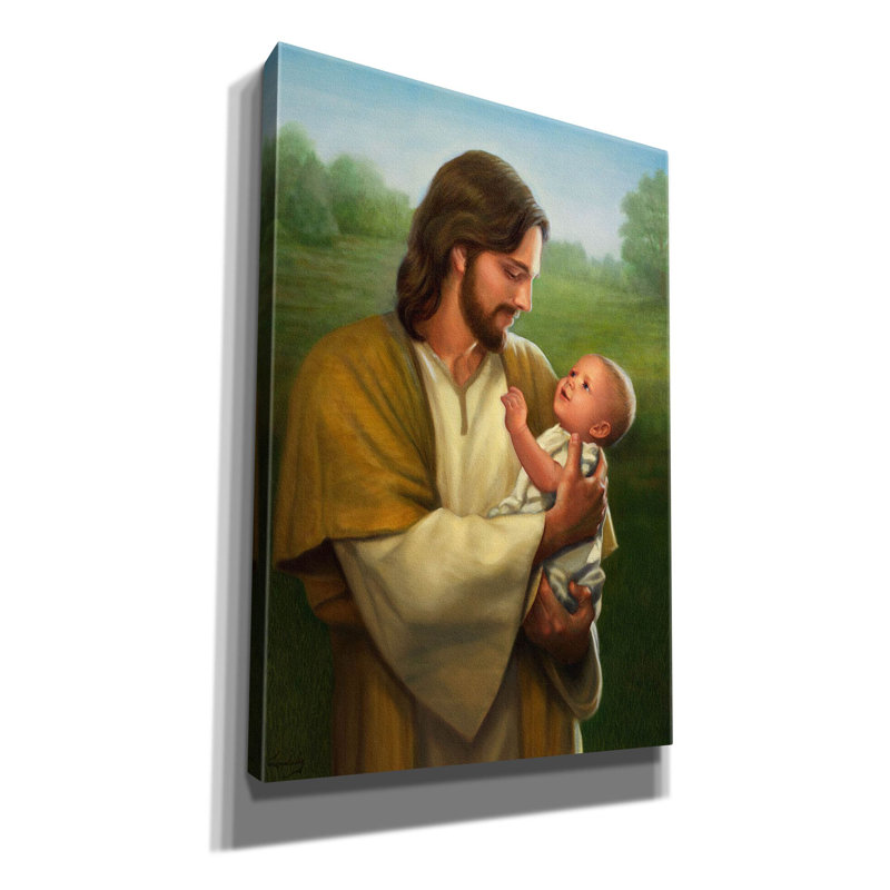 «Jesus and Baby» par David Lindsley, art mural sur toile, H 26 po x l 18 po x P 0,75 po