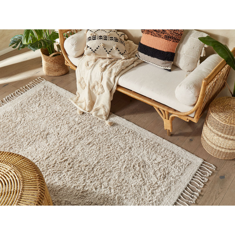 Chetram Solid Colour Cotton Area Rug, Rectangle 140 x 200cm