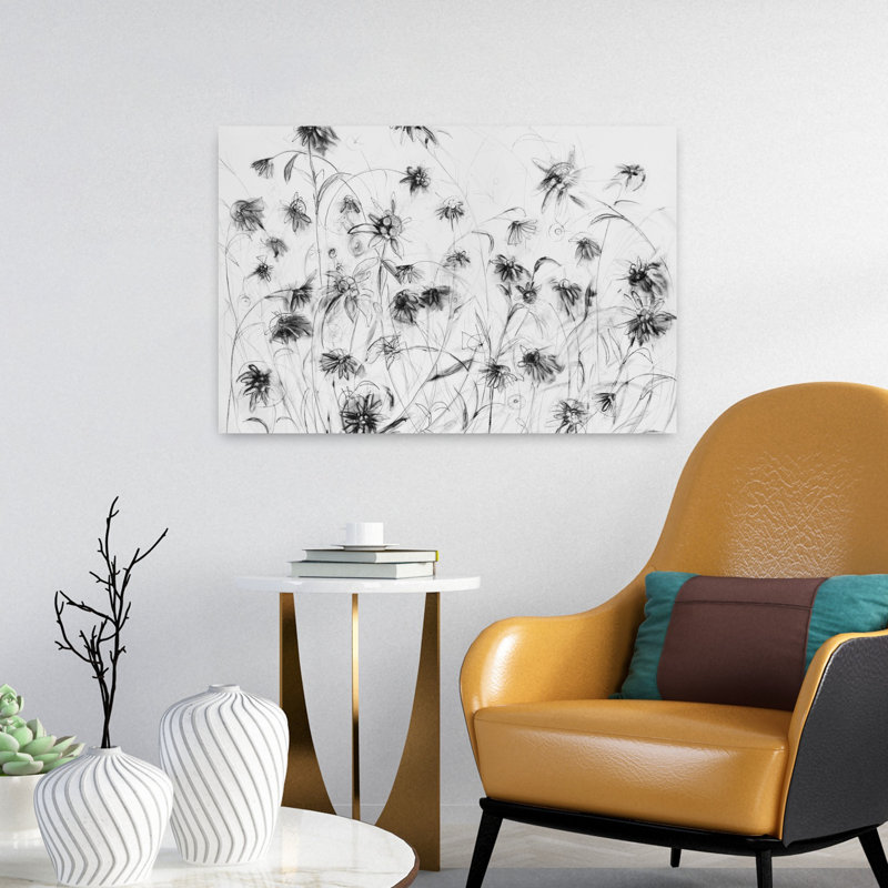 Edelweiss Abstract Contemporary Flower Art, 16" H x 24" W
