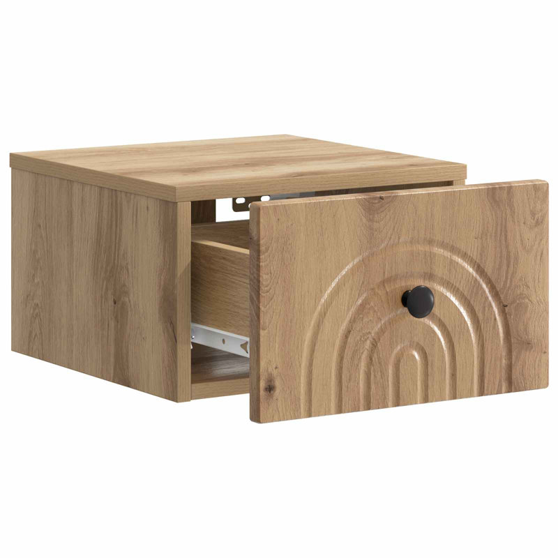 33cm W Manufactured Wood Bedside Table, Artisan Oak