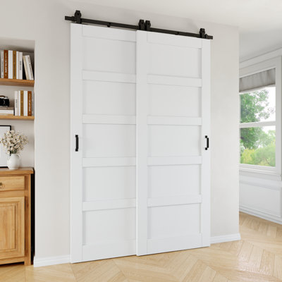 Portes doubles de grange coulissantes 96 po x 96 po H 96 po x l 64 po avec ensemble de quincaillerie - sans assemblage