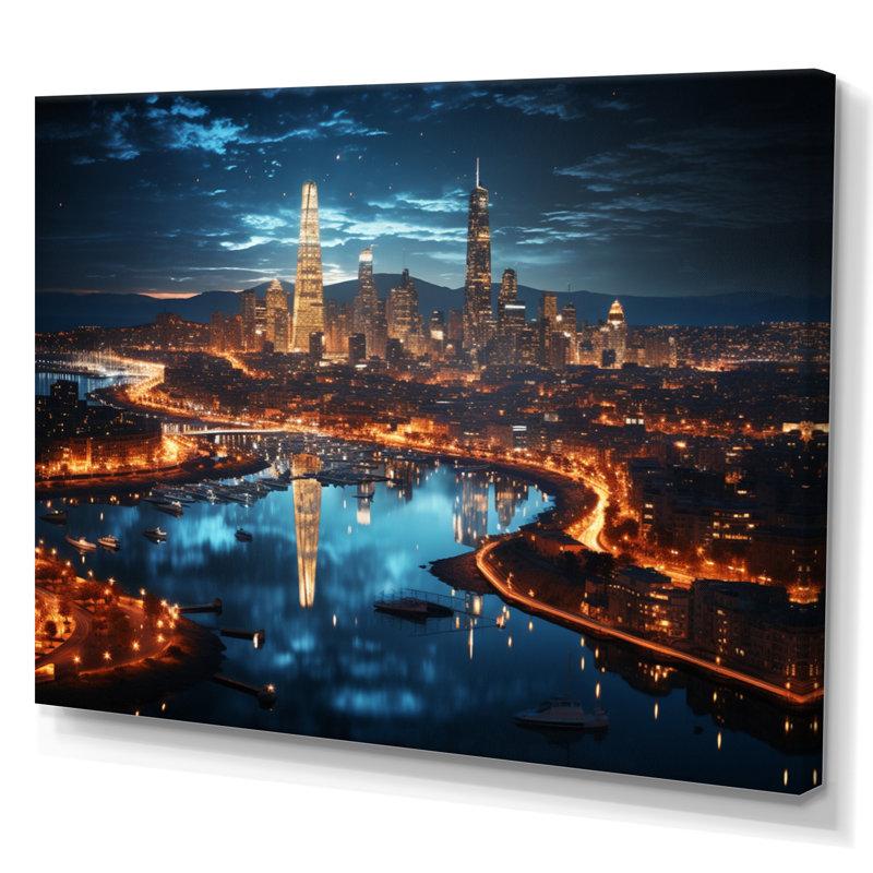 «Barcelona Beautiful Cityscape II» - reproduction, H 24 po x l 32 po x P 1 po, Toile tendue
