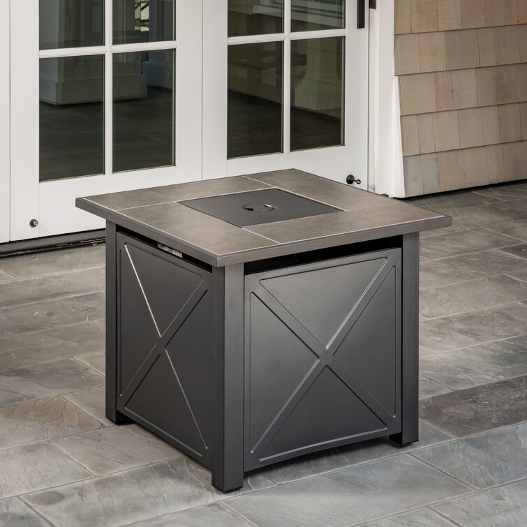 Winston Porter Cheon Tile-Top Steel/Ceramic Propane Fire Pit Table