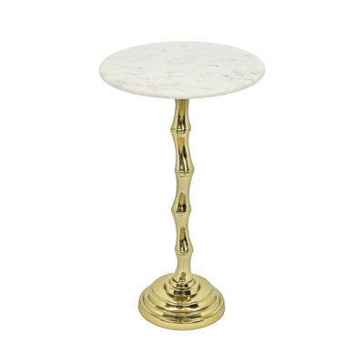 Bamboo-Shaped Modern Side Table with Marble Top