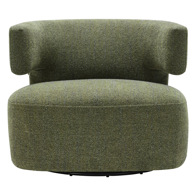 Bascom Upholstered Swivel Barrel Chair, Mellow Forest Chenille
