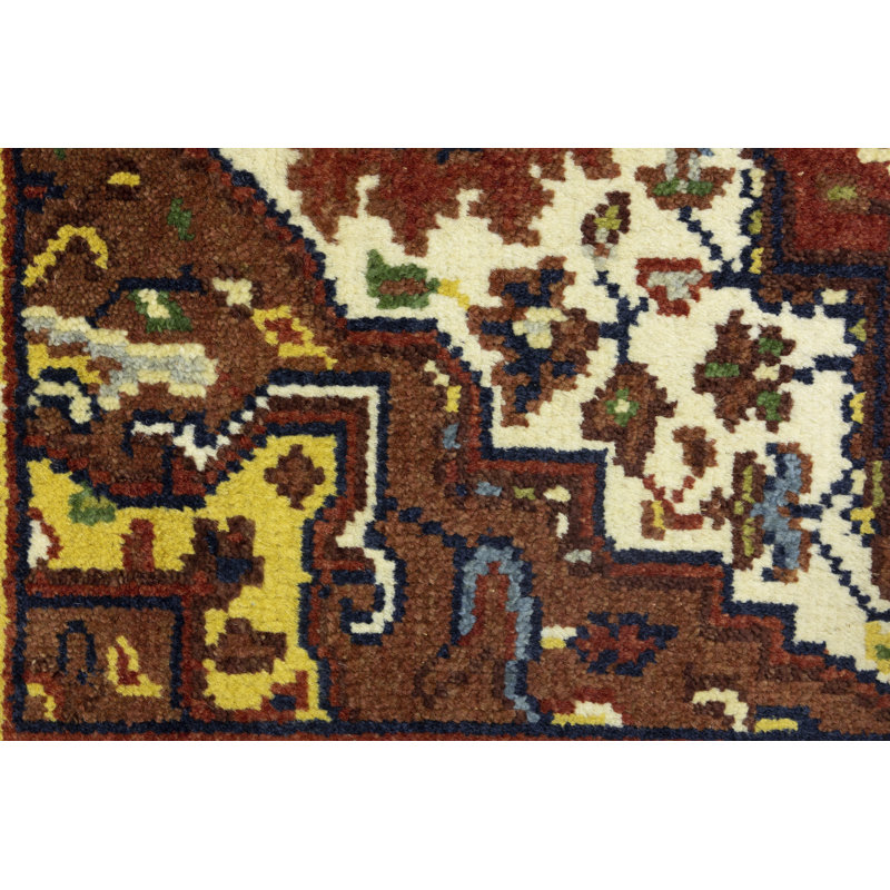 Tapis oriental rouge en laine noué à la main 3 pi x 5 pi Everaldo