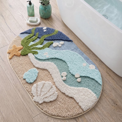 Non‑Slip Machine Washable Absorbent Beach Bath Rug