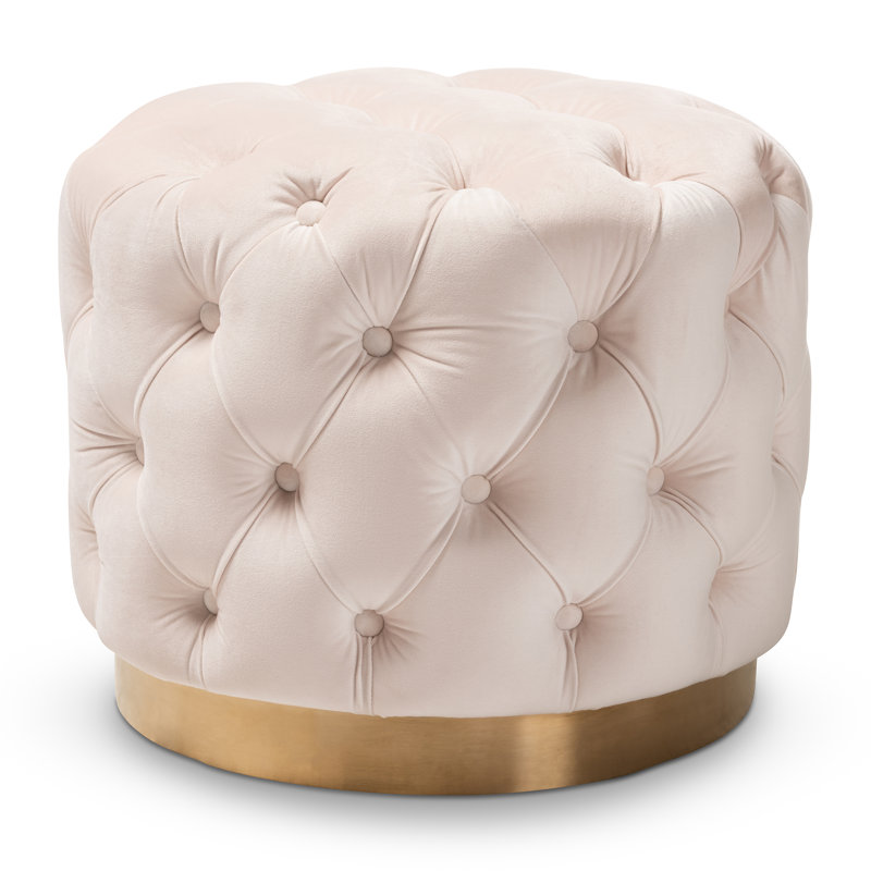 Repose-pieds capitonné Kylaya Glam, Beige