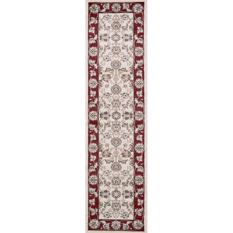 Tapis d'intérieur ivoire à bordure rouge