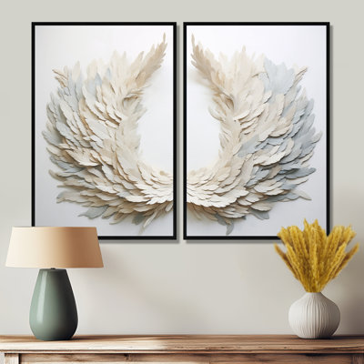 Couronne de plumes noires et blanches - Art floral couronne murale