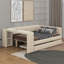 Lit plateforme double tapissier pleine grandeur avec tablettes de rangement, bureau, station de charge et lit gigogne-1291572535