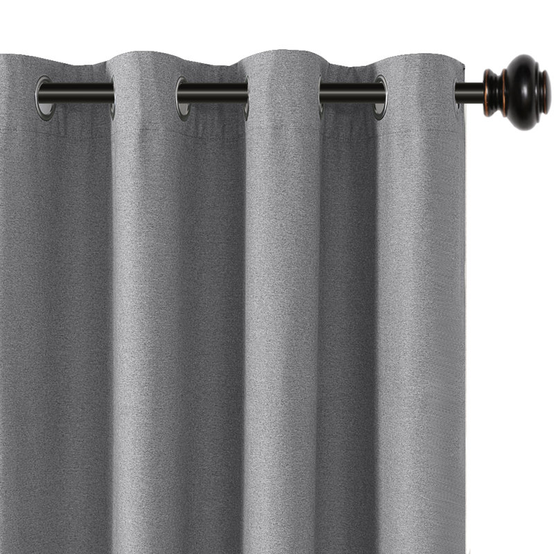 Gray Linen Blackout Grommet Curtain Panels, 96" Length