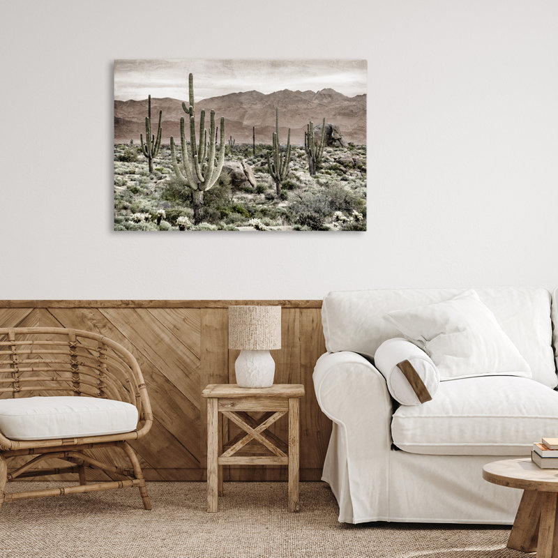 Toile de désert, cactus, par Kim Allen, H 20 po x l 30 po
