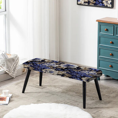 Banc rembourré Regal bleu cobalt damassé II