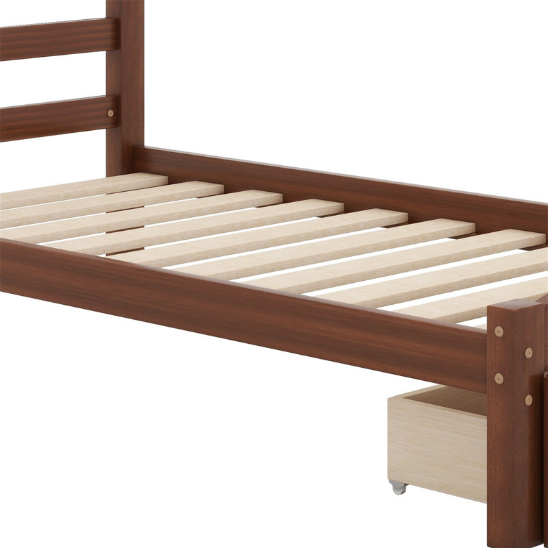 Platform Bed Frame With Storage Drawer, Walnut