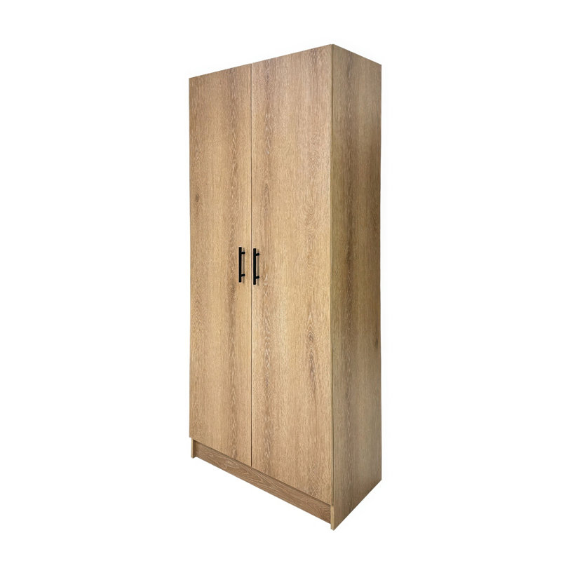 Mea Utility Storage Cabinet, 2 Doors, 3 Shelves, 71 Inch Oak Brown, 70.9"H x 31.5"W x 15.7"D, Oak Brown, One Cabinet