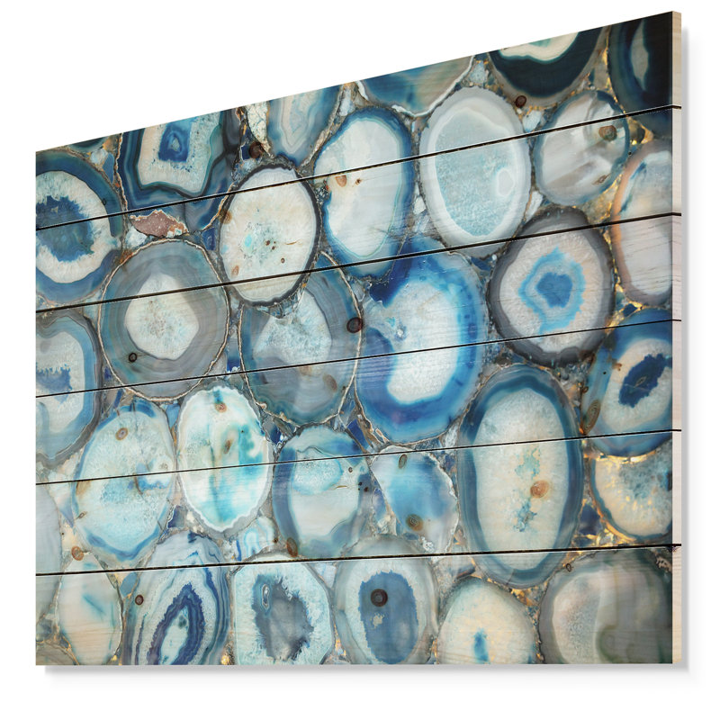 « inhabituel stone blue blue turquoise », impression sur toile en bleu, H 15 po x l 20 po x P 1,5 po, Bois