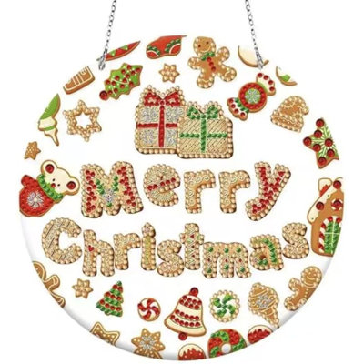 Anjelika  5D DIY Merry Christmas Diamond Painting Kit Crystal Rhinestone Acrylic Round Hanging Decoration