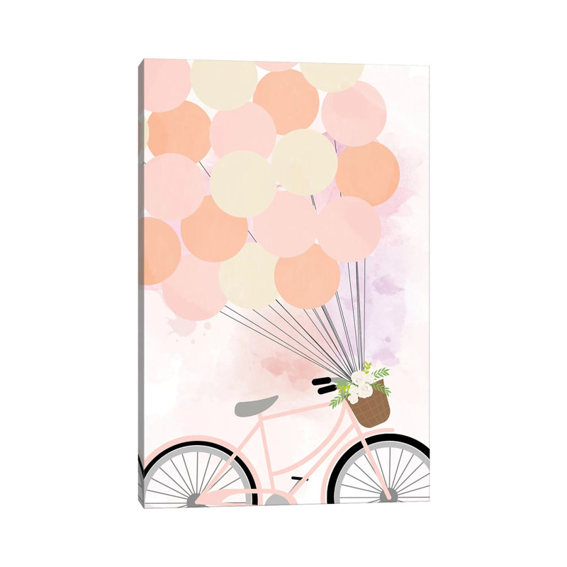 Bike Ride With Balloons by Anna Quach - Wrapped Canvas Print, 66.04 cm H x 45.72 cm W x 1.91 cm D