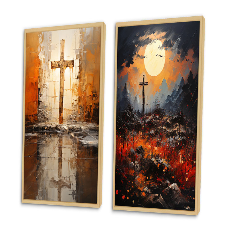 «Christianity Christian Devotion», 2 pièces sur toile, Encadrement brun, H 40 po x l 40 po