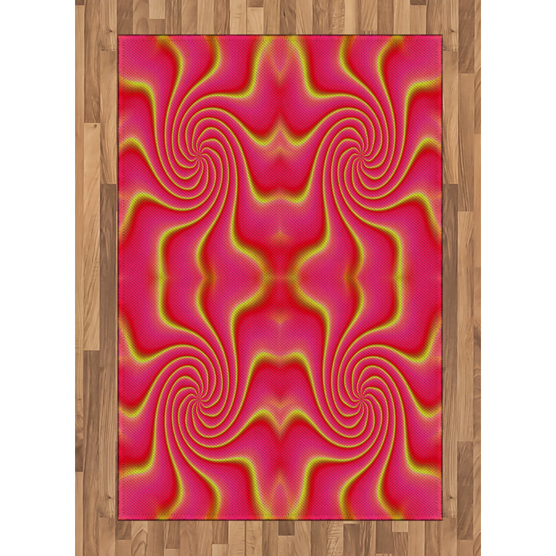 Pink High Density Long Fiber Poly Threads Decorative Area Rug Carpet, Rectangle 4' x 5'8"