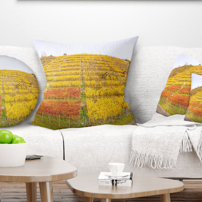 Vineyard Panorama in Autumn - Landscape Printed Pillow