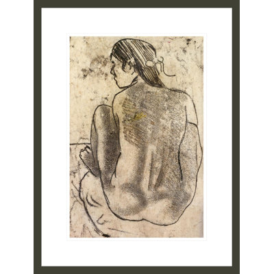 «Tahitian Nude Sired from the Back» par Paul Gauguin, impression giclée encadrée