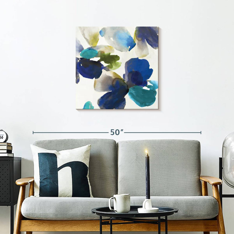 Harnek velours bleu abstrait II, H 24 po x l 24 po
