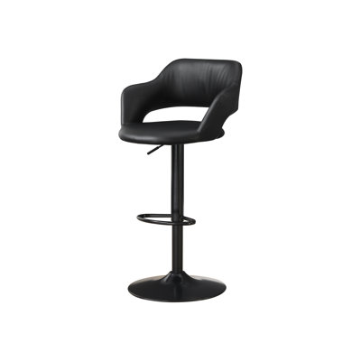 Tabouret de bar réglable en hauteur noir avec housse confortable en similicuir