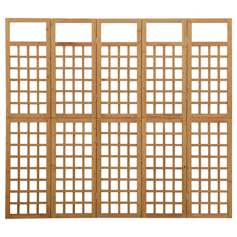 Merritt Solid Wood Folding Room Divider, 5, Brown