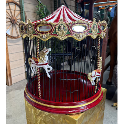 Hanging Birdcage Carousel Horse Statue