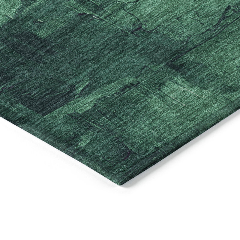 3' X 5' Purple Salmon And Green Abstract Washable Indoor Outdoor Area Rug