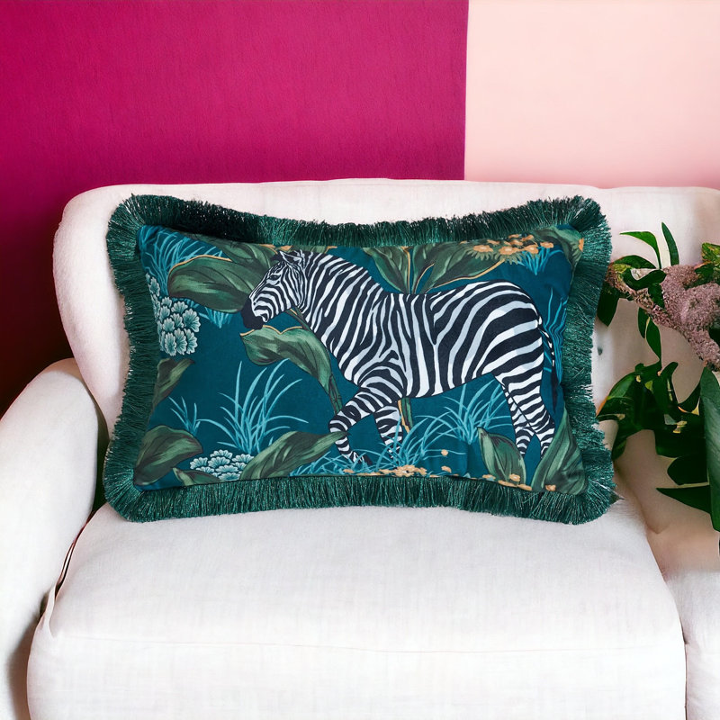Housse de coussin réversible en velours Tassels, H 12 po x l 20 po