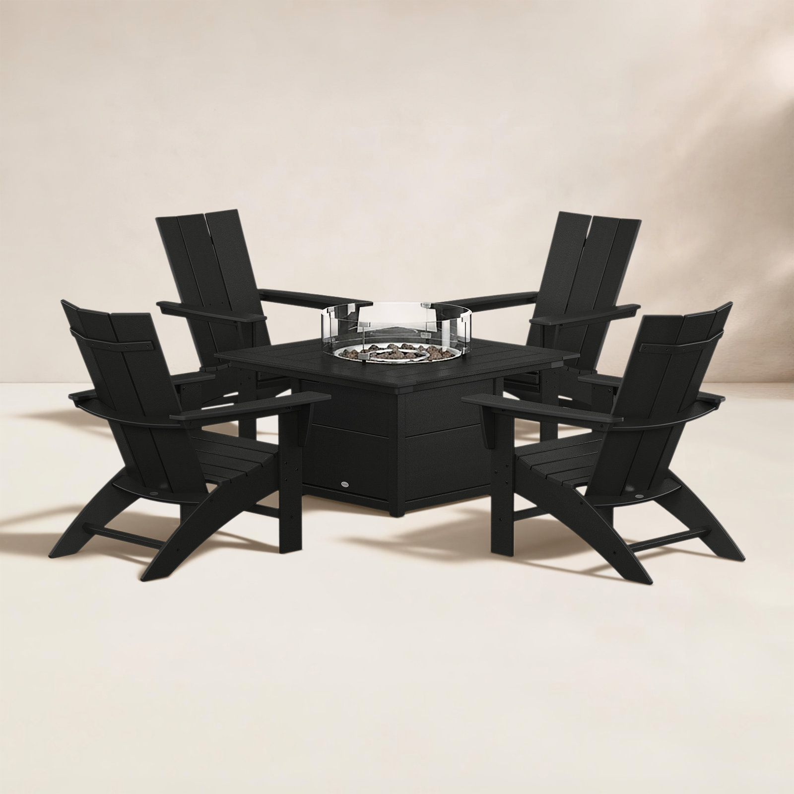 POLYWOOD® Modern Adirondack 4-Person Patio Seating Group, Black