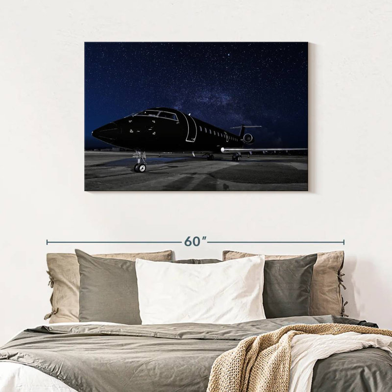 Jet privé noir, H 30 po x l 45 po
