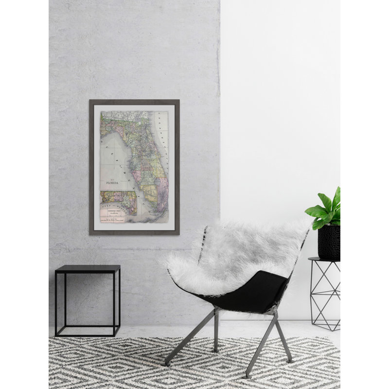 « floride map », impression encadrée, H 12 po x l 8 po x P 1,5 po