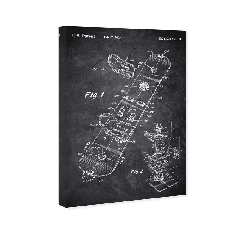 «Snowboard 2003 Chalkboard», impression encadrée, H 30 po x l 20 po x P 0,75 po, Toile tendue