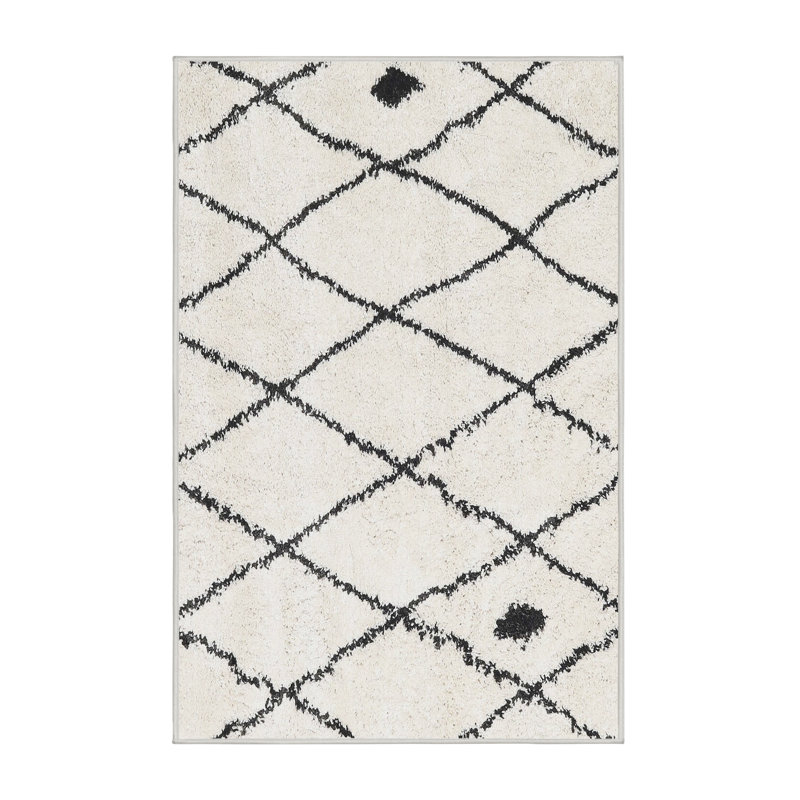 Tapis beige/noir contemporain, Rectangle 5 pi x 7 pi