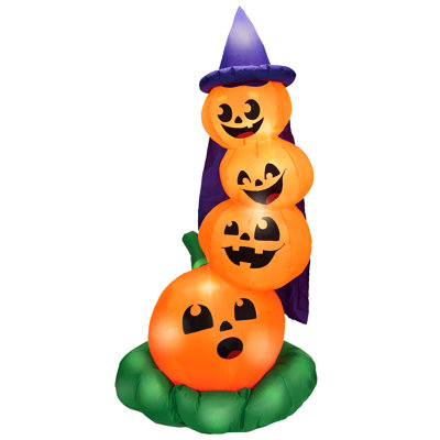Citrouilles gonflables d'Halloween de 6 pi avec chapeau de sorcière Joyfy
