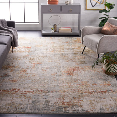 Laraway Abstract Machine Made Polyester Area Rug in Blue/Rust
