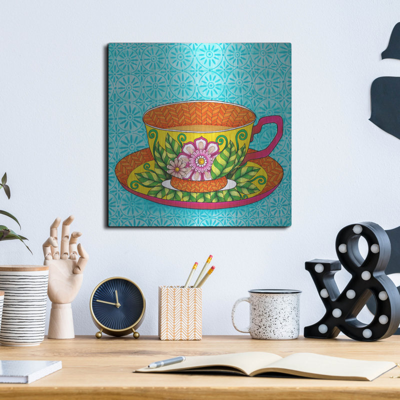 «Red Tea» par Hello Angel, art mural en métal Red Barrel Studio®, H 12 po x l 12 po