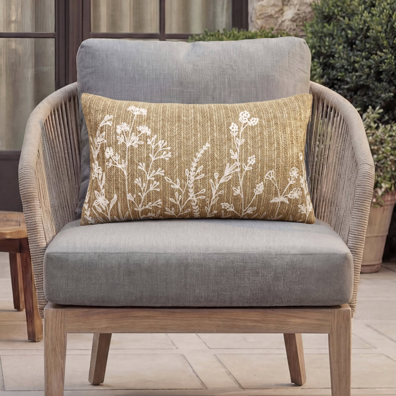 Hunter Rectangular Outdoor Pillows, Floral, Natural