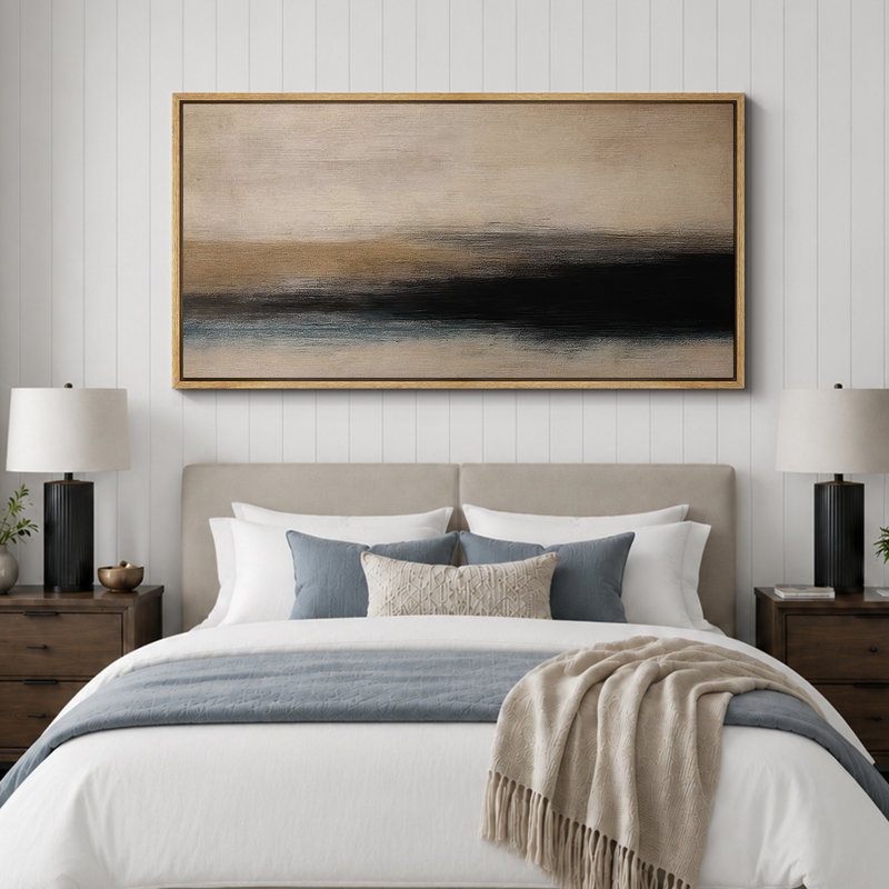 Grande impression sur toile encadrée, impression de paysage abstrait neutre pour décoration intérieure moderne, Naturel