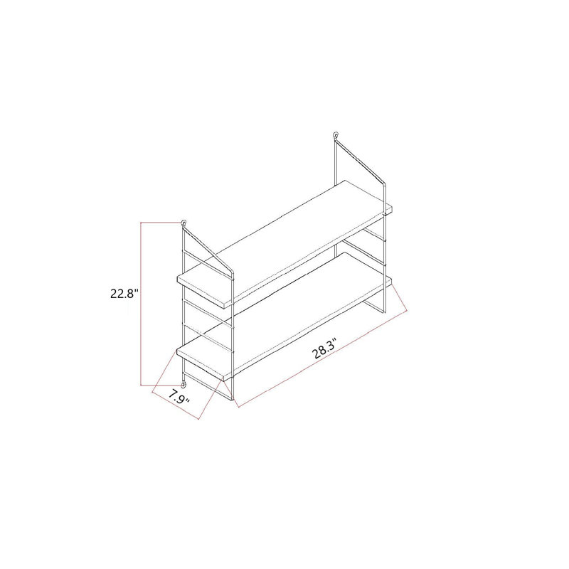 Modern Wall Shelf with Metal Bracket, Oak & Black Finish, 28.3 x 22.8 x 7.9 inches | 100% Melamine Coated Particle Board, Thickness: 0.7 inches | Ideal for Home Office, Industrial & School Decor, Stylish & Functional Design