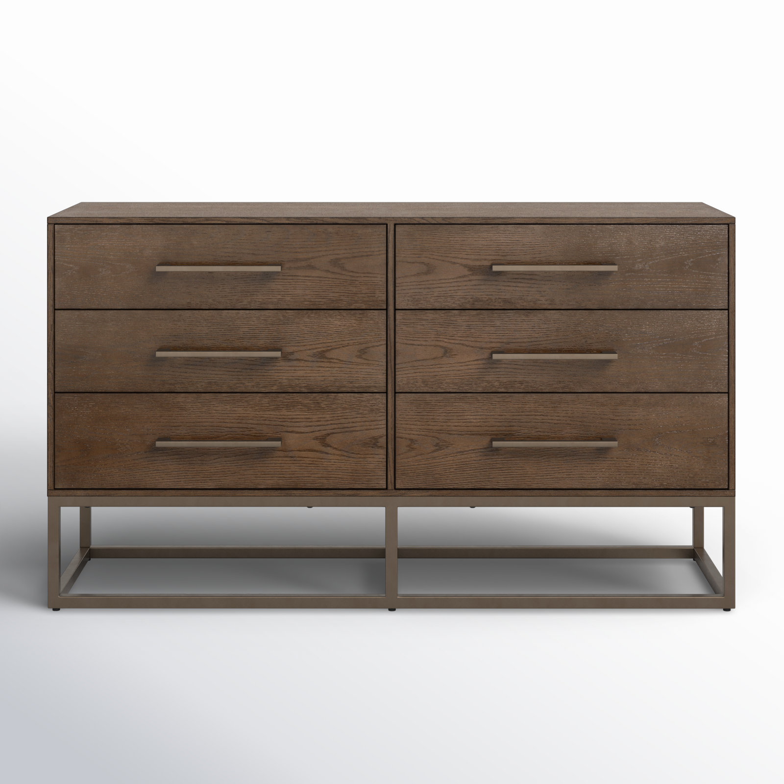 Sheldon 6 - Drawer Double Dresser, Gunmetal/Ash Brown